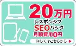 20万円レスポンシブSEOパック月額費用0円